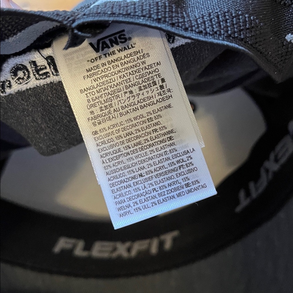 VANS Splitz Flexfit Hat Wool Off The Wall Charcoal Gray Embroidered Men’s EUC - Picture 7 of 7